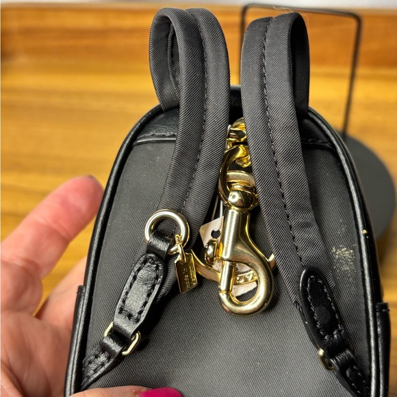 Coach Mini Court Backpack in Black and Walnut Bag Charm NWT - Picture 4 of 8